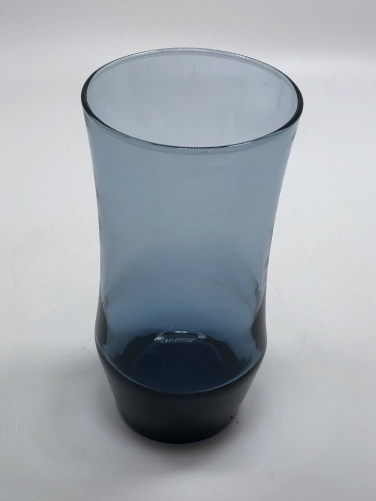 6 BLUE GLASS LIBBY TUMBLERS.