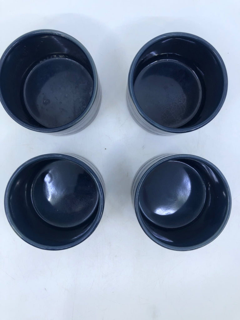 4 SMALL DARK BLUE RAMEKIN BOWLS.