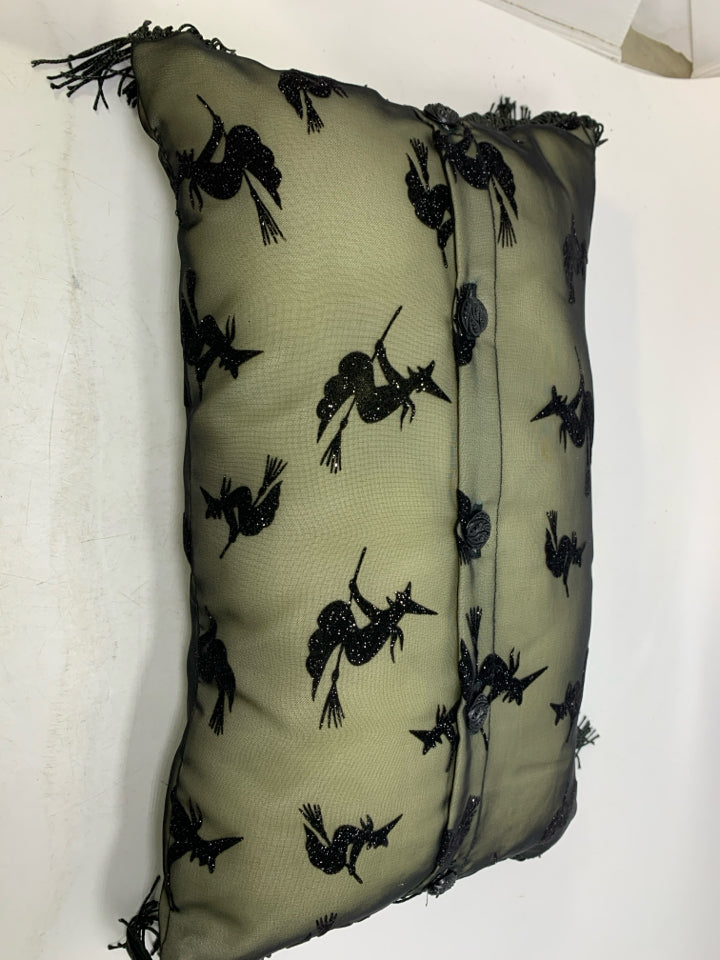 SPARKLE WITCH SMALL PILLOW W/ TASSELS.