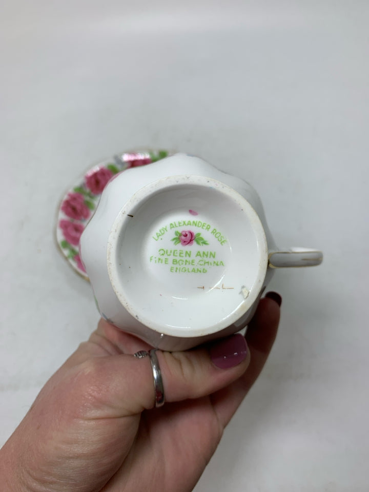 PINK ROSES TEACUP & SAUCER.