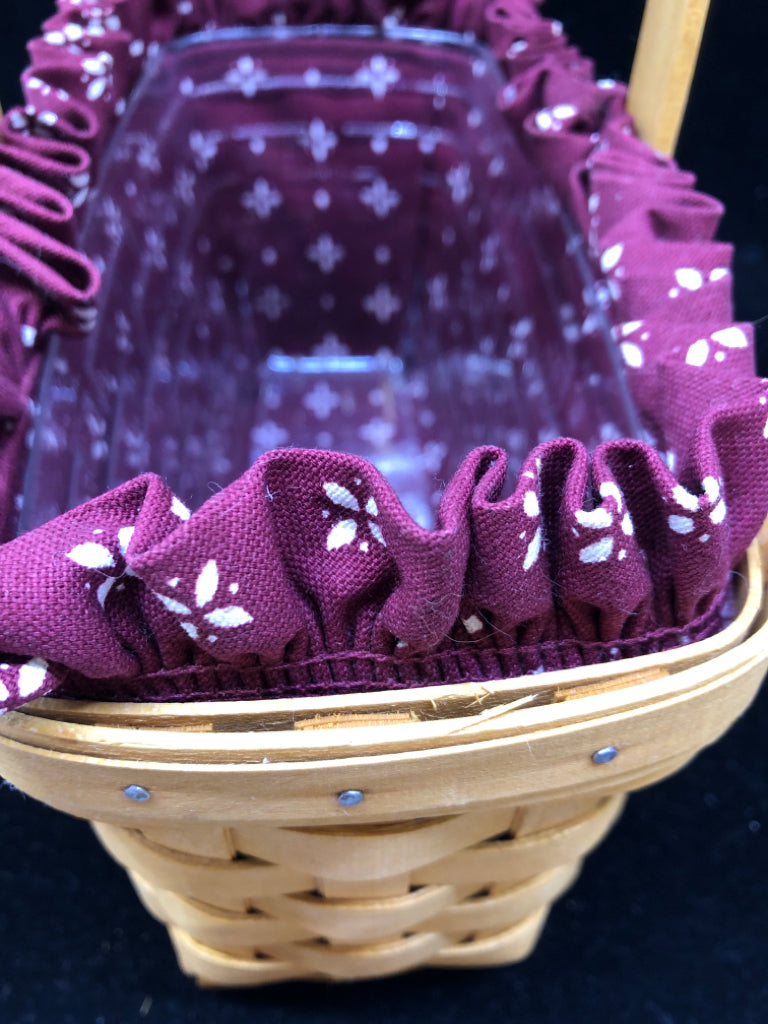 1999 BASKET W SINGLE HANDLE, MAROON LINER + PROTECTOR.