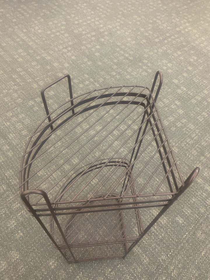 3 TIER BROWN METAL CORNER SHELF ORGANIZER.