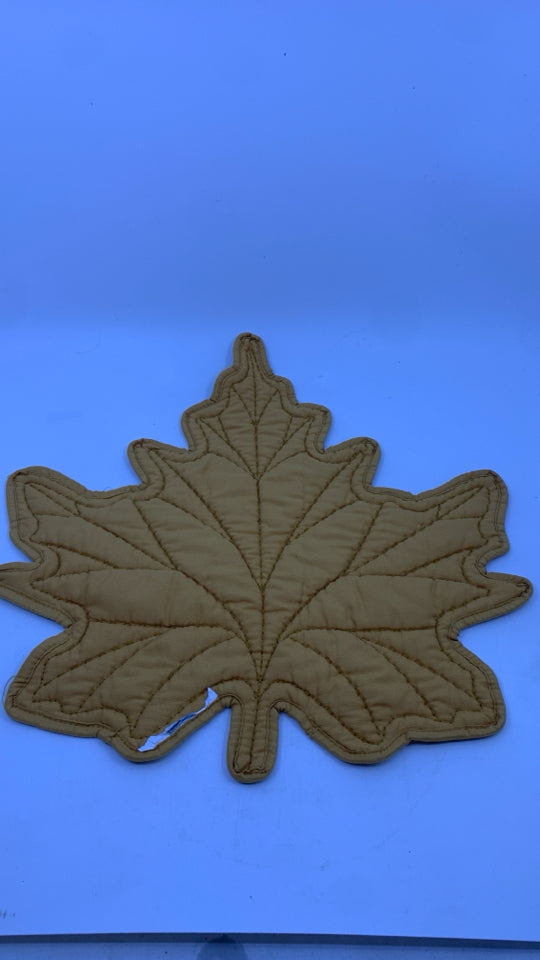 4 MUSTARD YELLOW LEAF PLACEMATS.