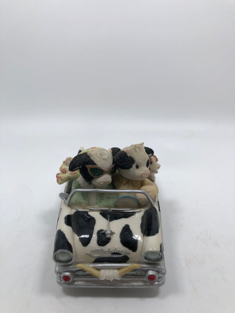 "I'VE GOT MOO IN THE FRONT SEAT OF MY HEART" MARY MOO MOO CAR FIGURINE.