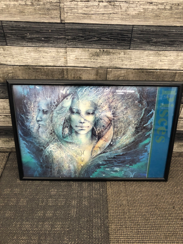PISCES PRINT IN BLACK FRAME.