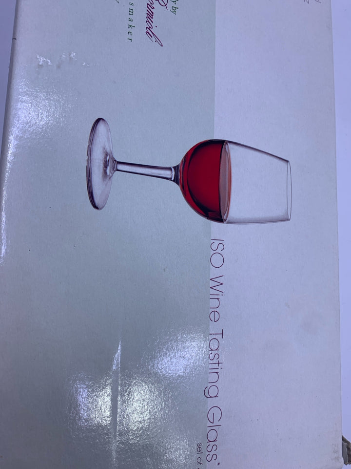 4 NIB WINE TASTING GLASSES.