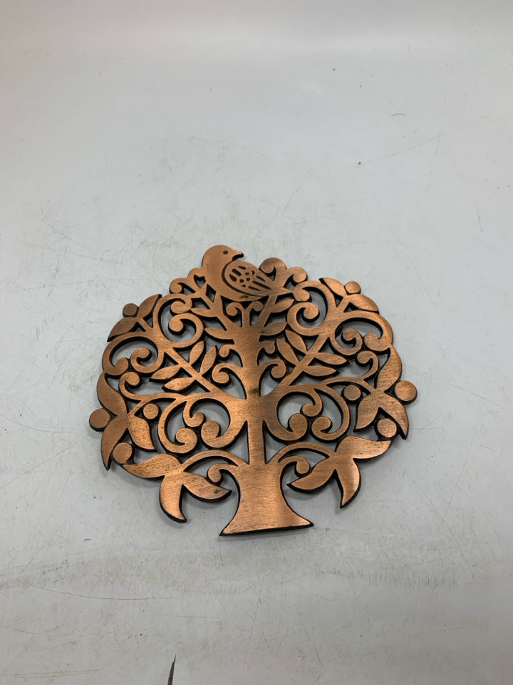 COPPER TREE W/ BIRD TRIVET.