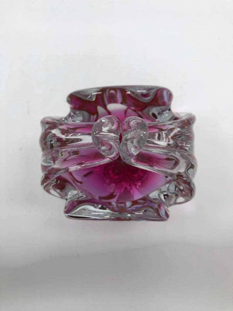 PINK ENCASED ART GLASS BOWL.