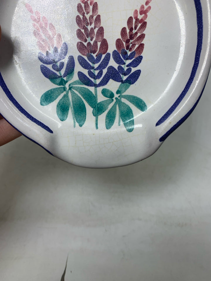 COLUMBIA FALLS POTTERY SPOON REST W/ FLOWERS.