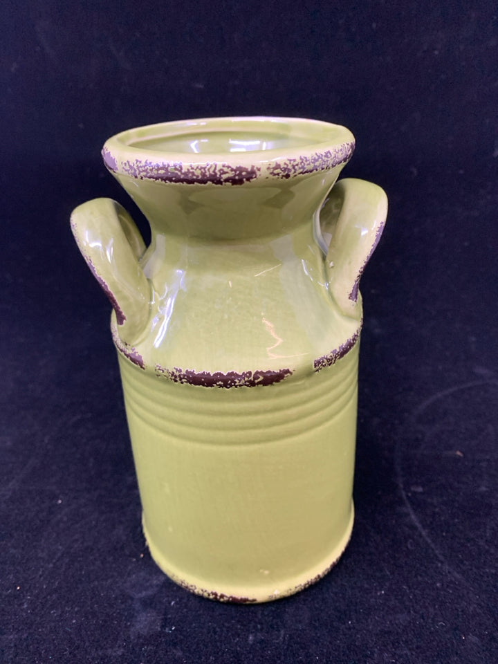 GREEN CERAMIC MILK JUG.