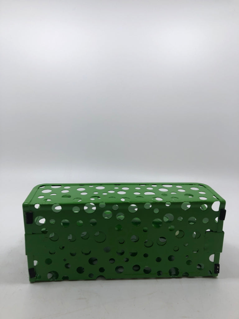 GREEN METAL LETTER ORGANIZER.