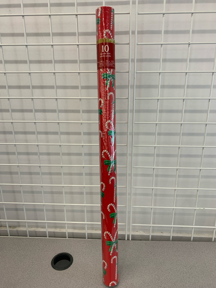 GLITTER CANDY CANE WRAPPING PAPER PAPER.