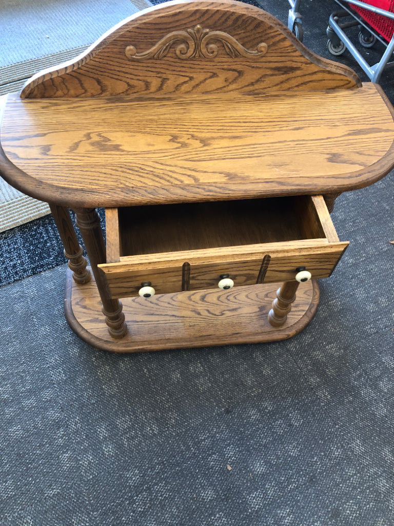 2pc WOOD CONSOLE TABLE + WALL MIRROR.