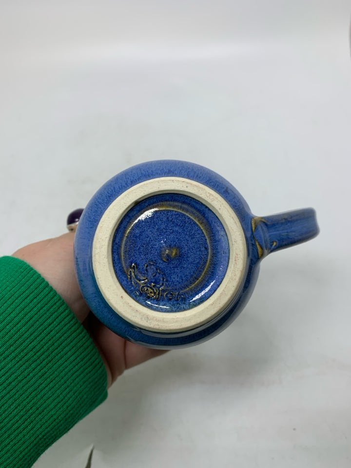 BRIGHT BLUE POTTERY PITCHER.