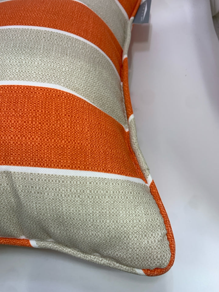 ORANGE & CREAM DOMAIN STRIPED PILLOW.