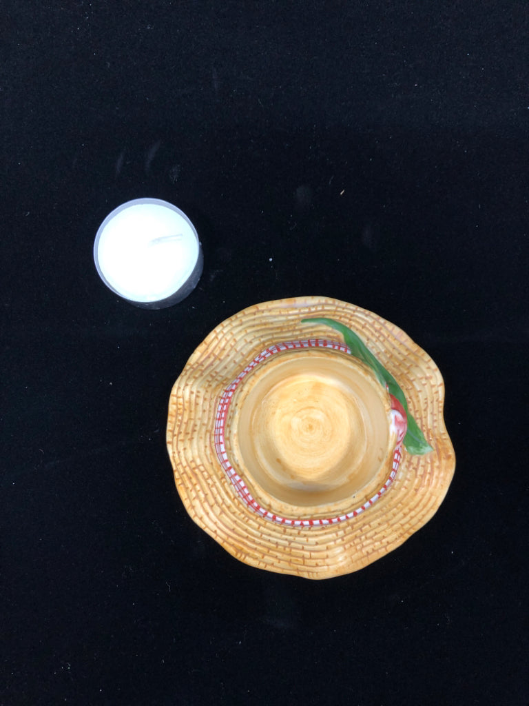 GARDEN HAT TEA LIGHT DECOR.