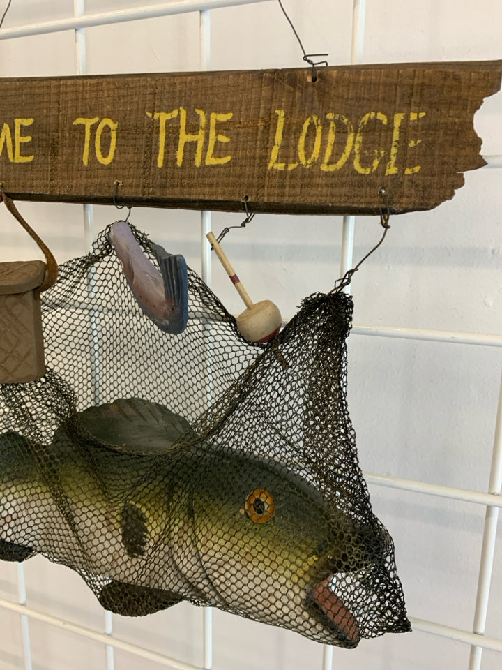 WELCOME TO THE LODGE TROUT WALL-HANGING.