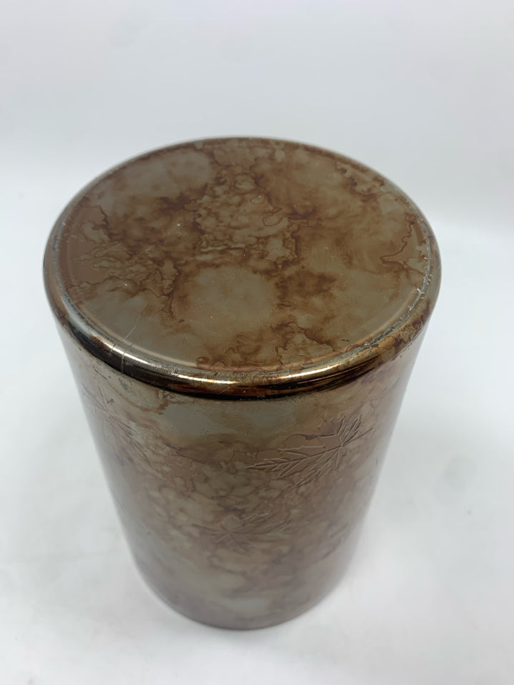 LG ORANGE MERCURY GLASS PILLAR CANDLE HOLDER.