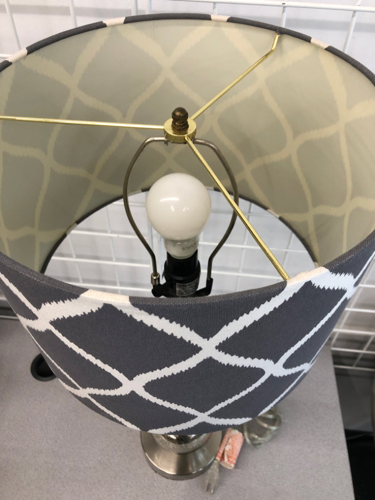 STACKED MERCURY LAMP W/GRAY SHADE.