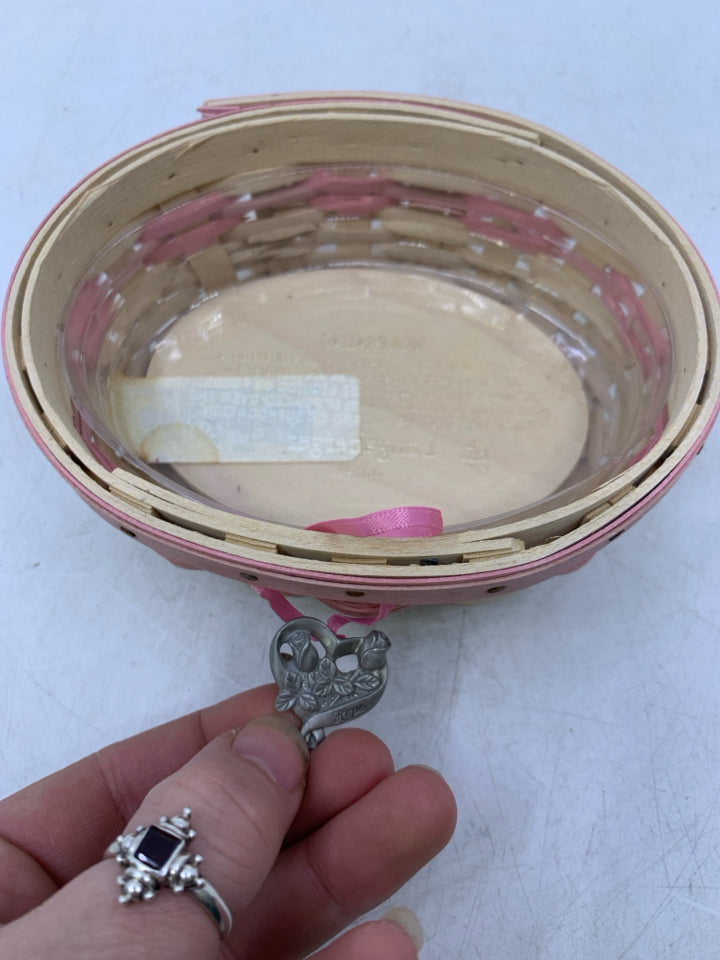 SMALL OVAL 2003 BREAST CANCER SOCIETY W/ TIE ON/PROTECTOR.