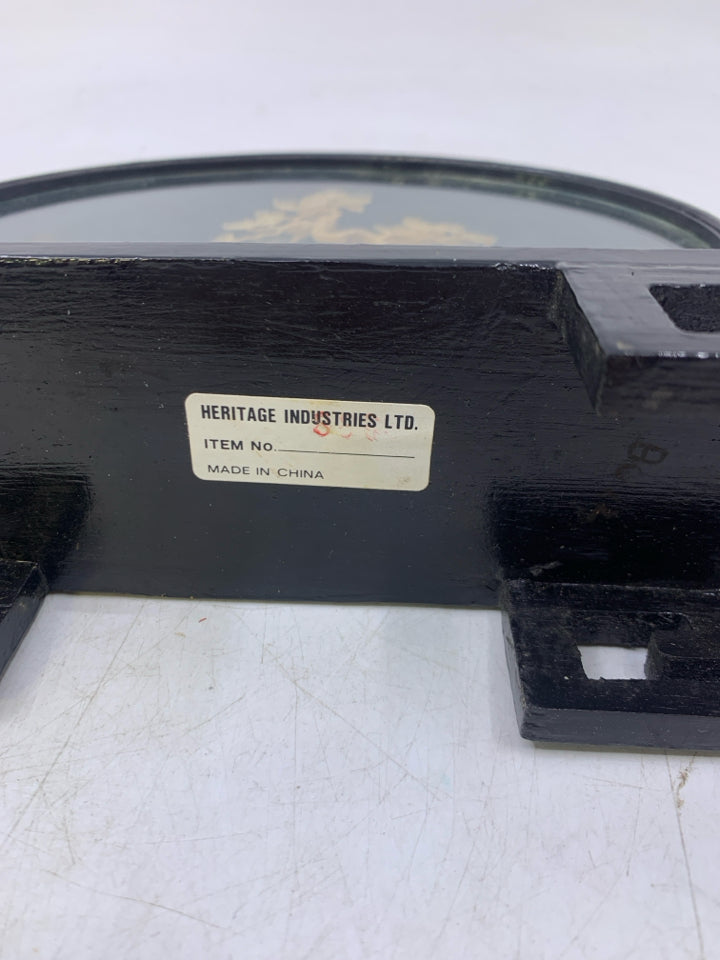 ASIAN STYLE 3D BAMBOO VILLAGE IN BLACK DISPLAY CASE.