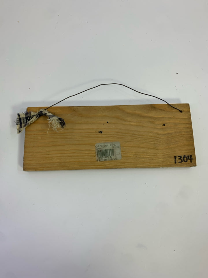 CHECK-OUT TIME IS 18- HANGING BLOCK SIGN.