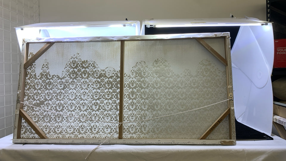 WHITE TEXTURED GLITTER TEXTURED WALL ART.