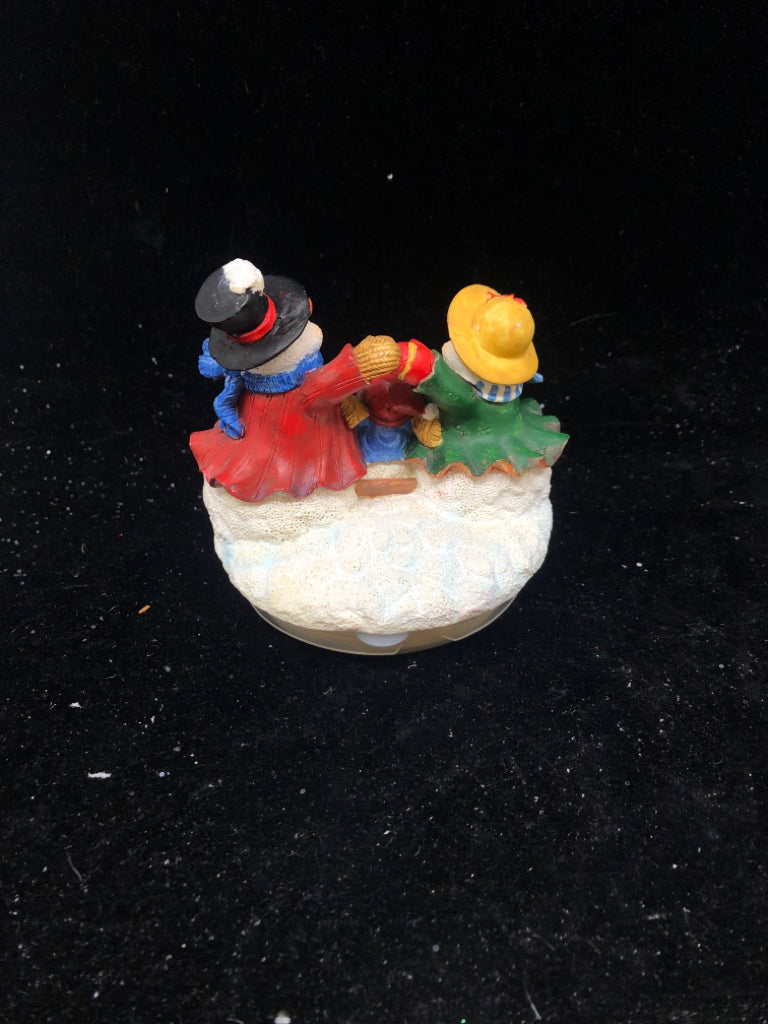 RESIN SNOWMAN FAMILY CANDLE TOPPER.