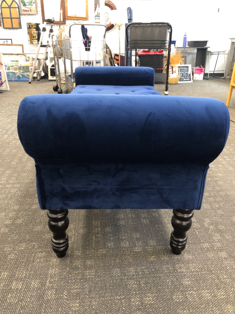 NWT BLUE VELVET BENCH W/STORAGE.