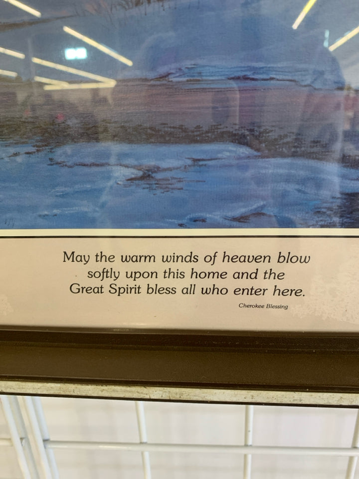 FRAMED PRINT NATIVE AMERICAN CHIEF CHEROKEE BLESSING.