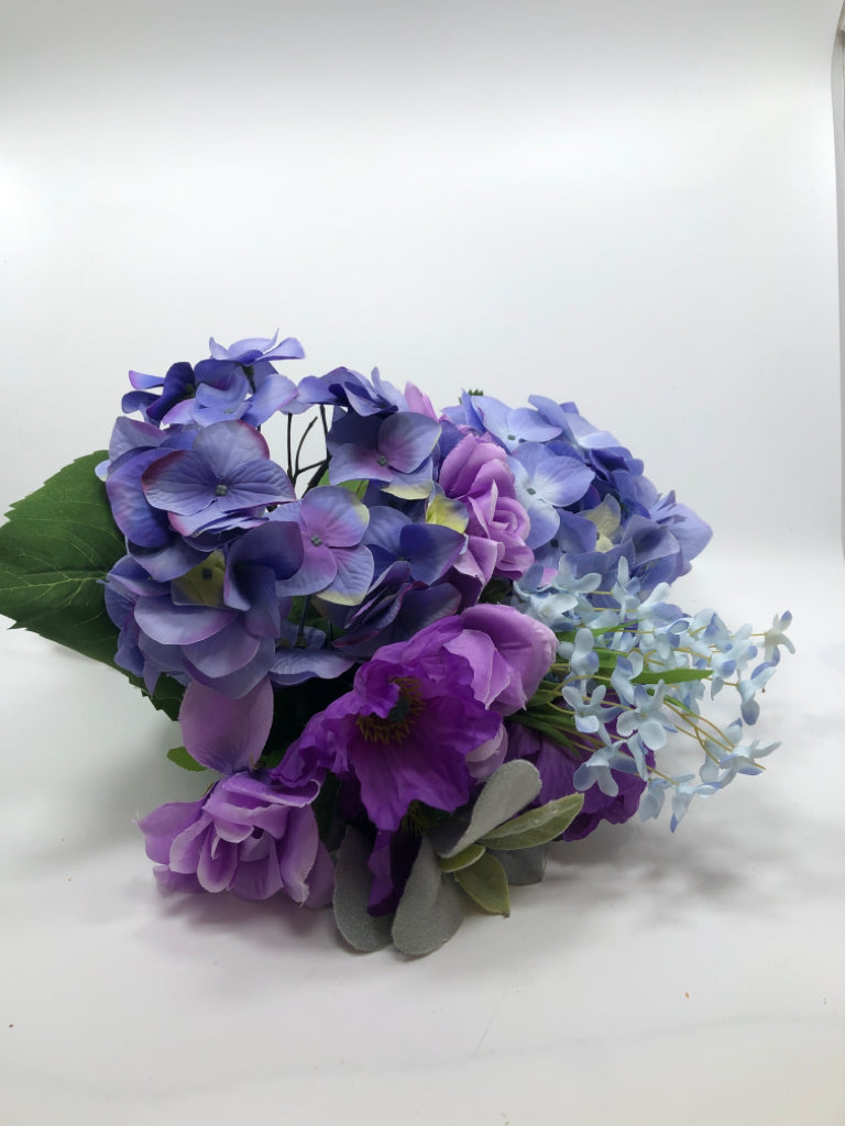 FAUX PURPLE HYDRANGEA BOUQUET.