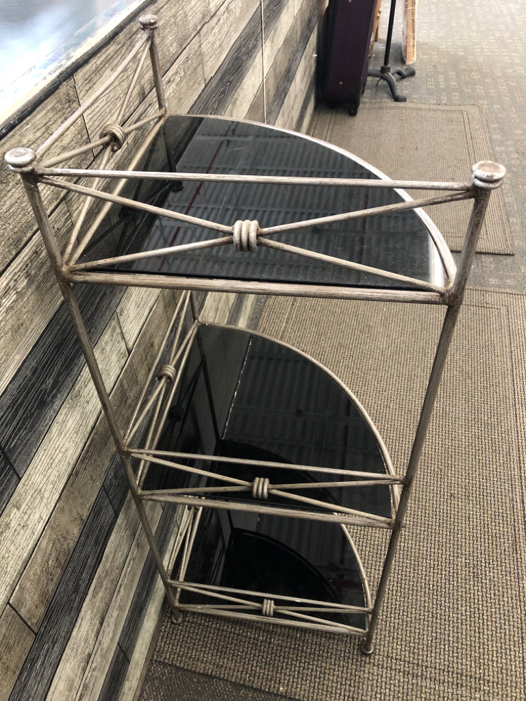 BLACK 3 TIER CORNER PLANT STAND.