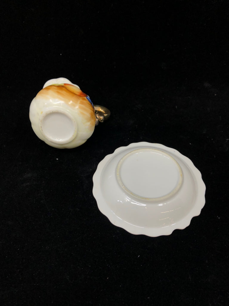 2PC MINI BROWN PAINTED FRUIT PITCHER W/BOWL.