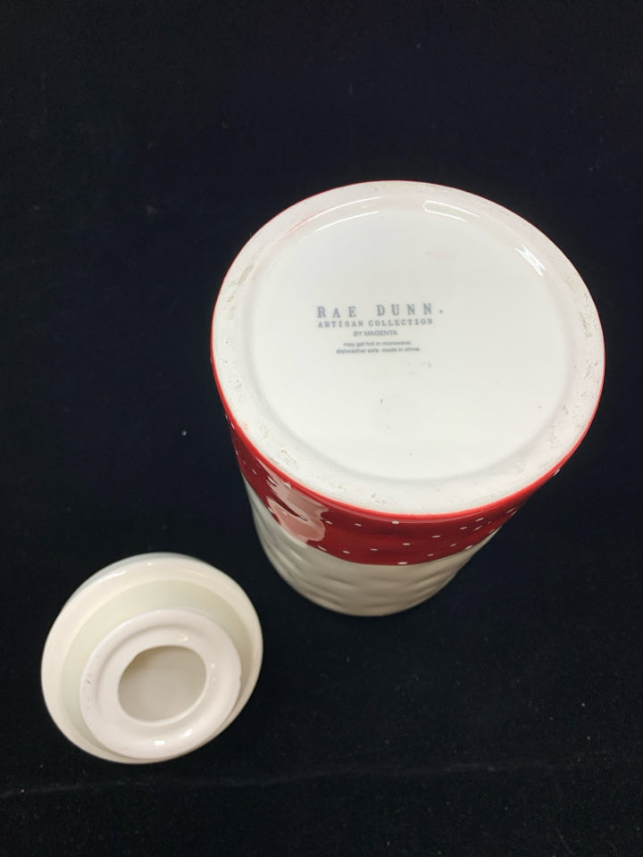 TREATS CANISTER W/RED BOTTOM.