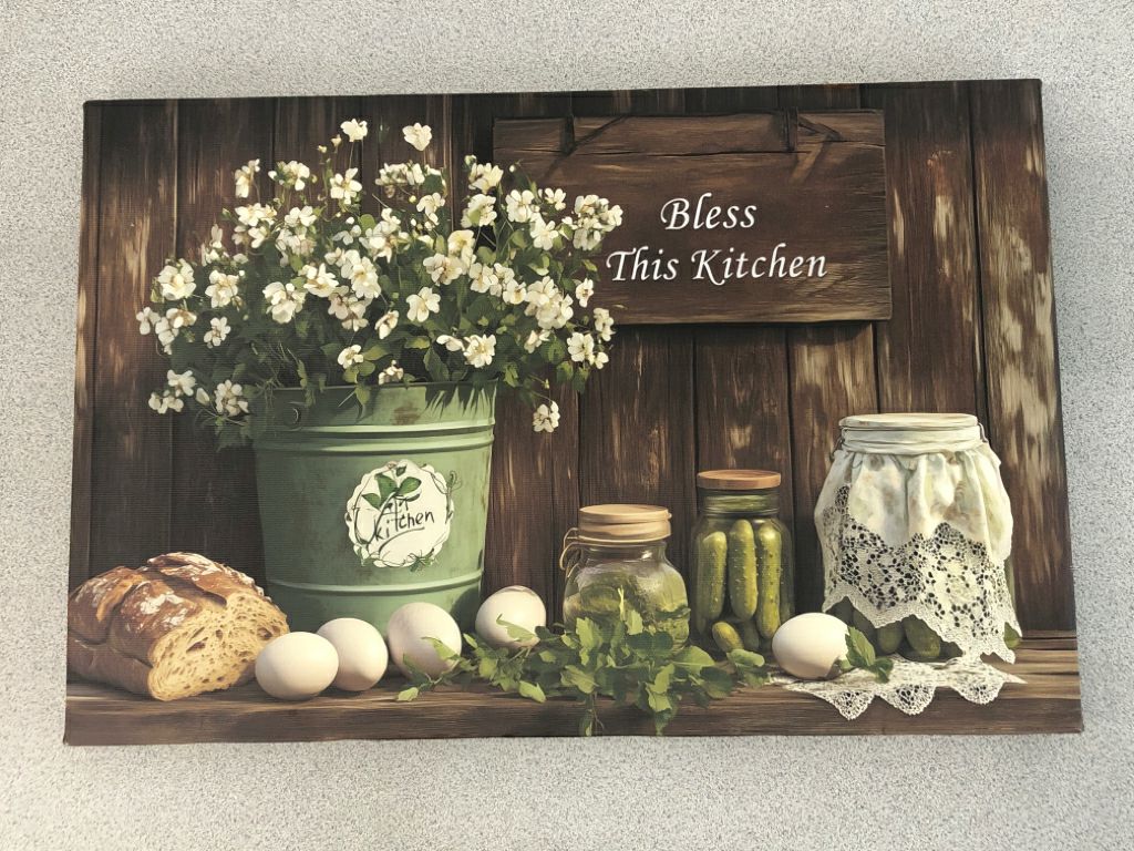 BLESS THIS HOUSE CANVAS WAS HANGING.