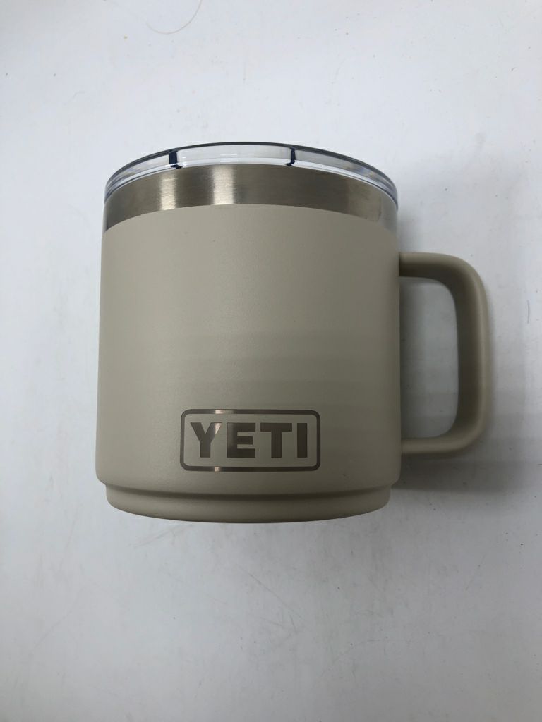 YETI TAN INSULATED MUG W/LID.