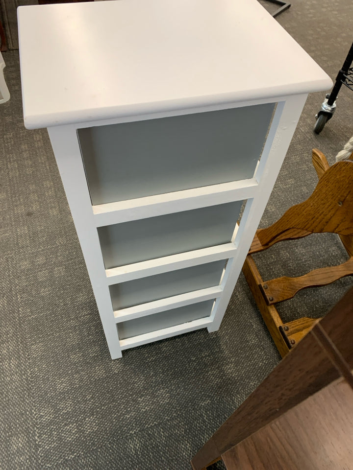 4-DRAWER GRAY & WHITE SHELF.