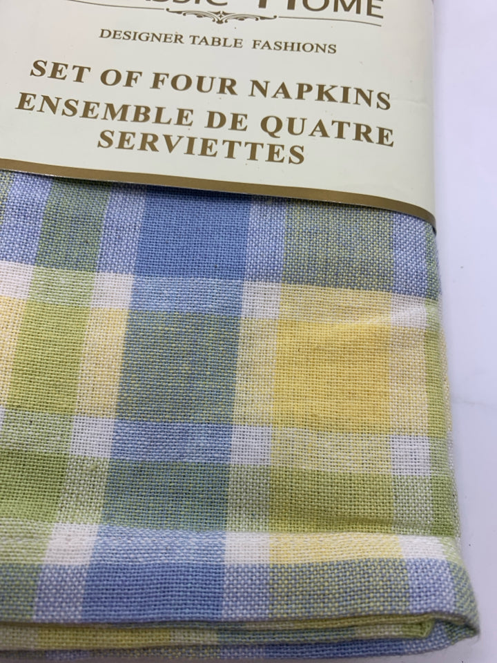 NIP YELLOW PLAID NAPKINS.