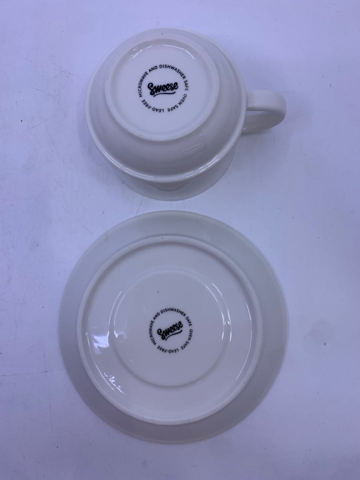 8 PC CUP+ SAUCER SET IN METAL STAND- SMEESE.