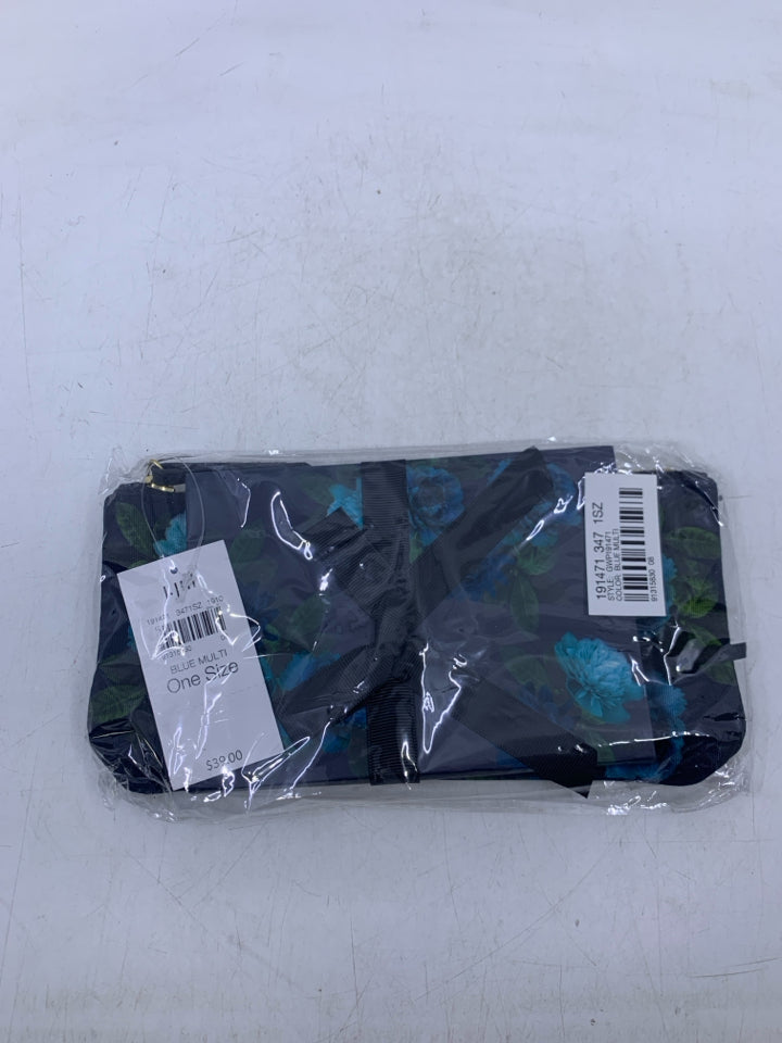 J Jill Blue Multi Floral Makeup Bag/Journal Set