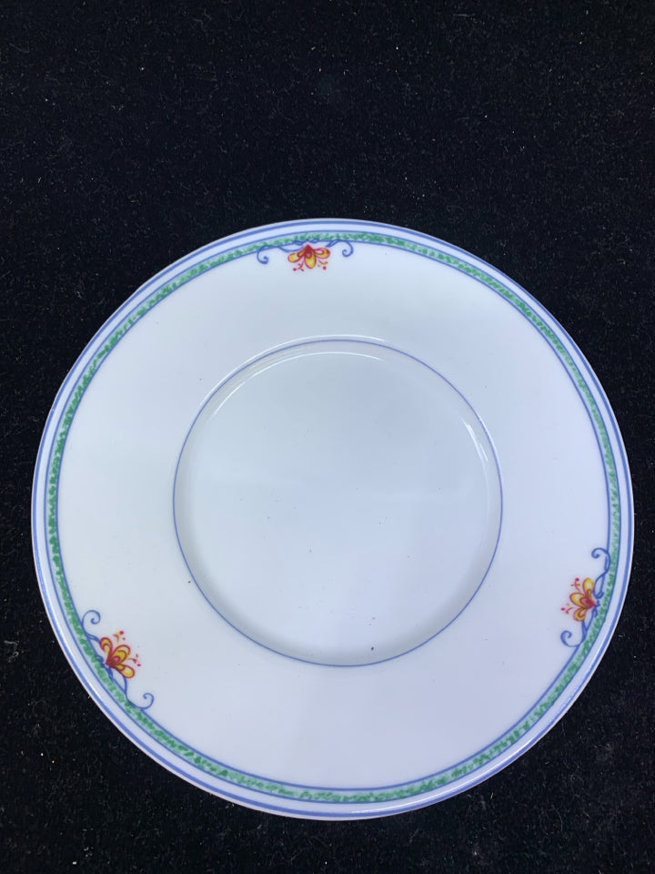 COVENTRY BLUE AND ORANGE FLORAL TEACUP AND SAUCER.