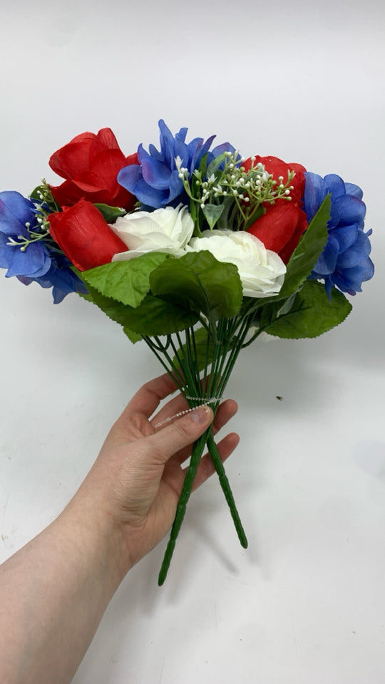 FAUX RED WHITE AND BLUE BOUQUET.