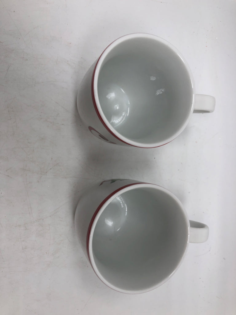 2 WHITE CHEER/JOY MUGS.