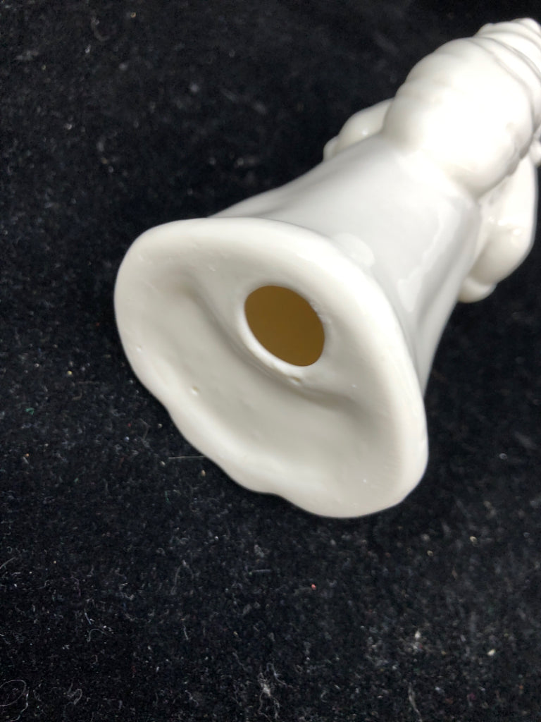 WHITE CERAMIC SANTA FIGURINE.