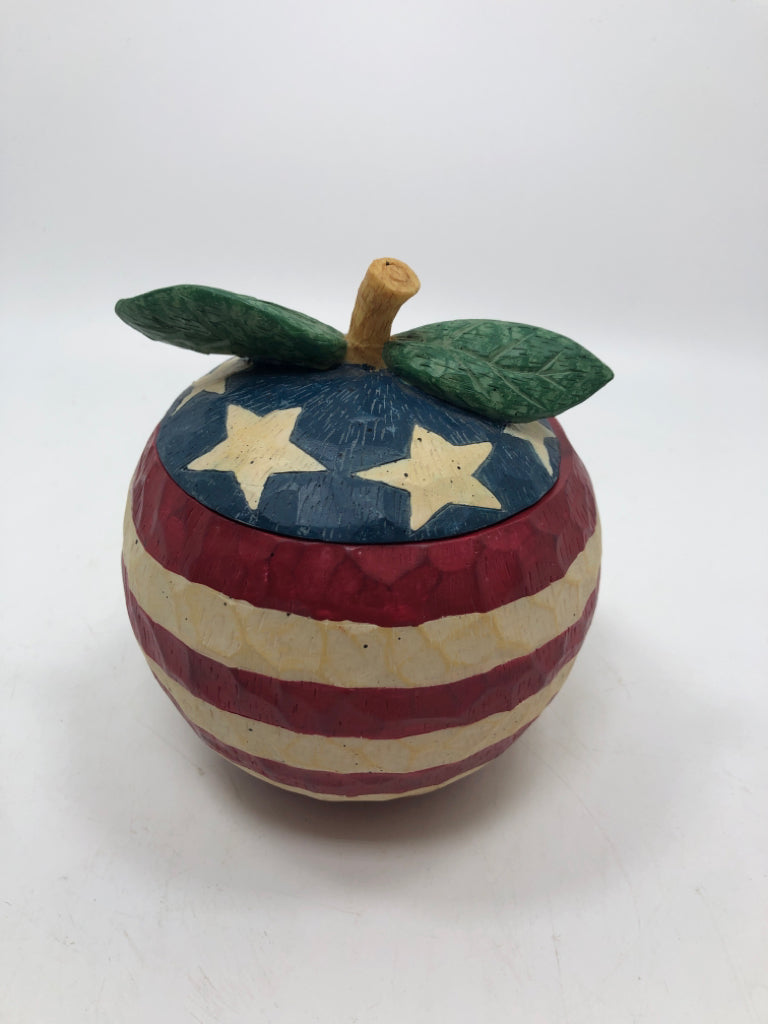 AMERICANA FLAG APPLE RESIN JAR.