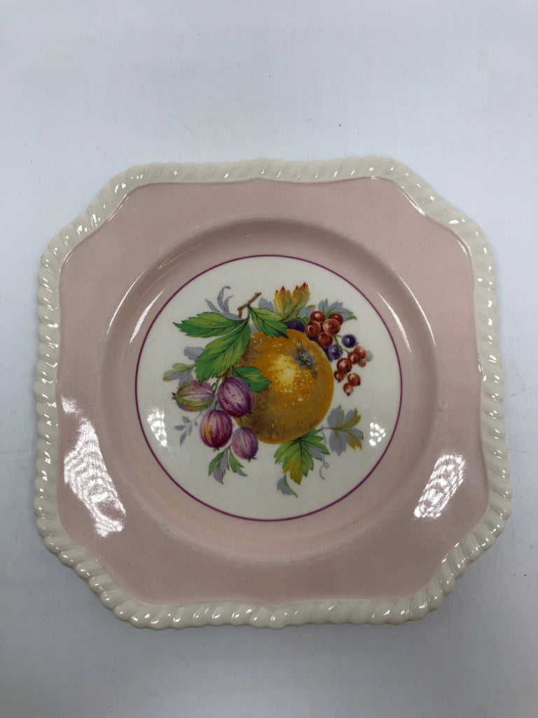 6 VTG FRUIT DESIGN PLATES W/ROPE STYLE BORDER.