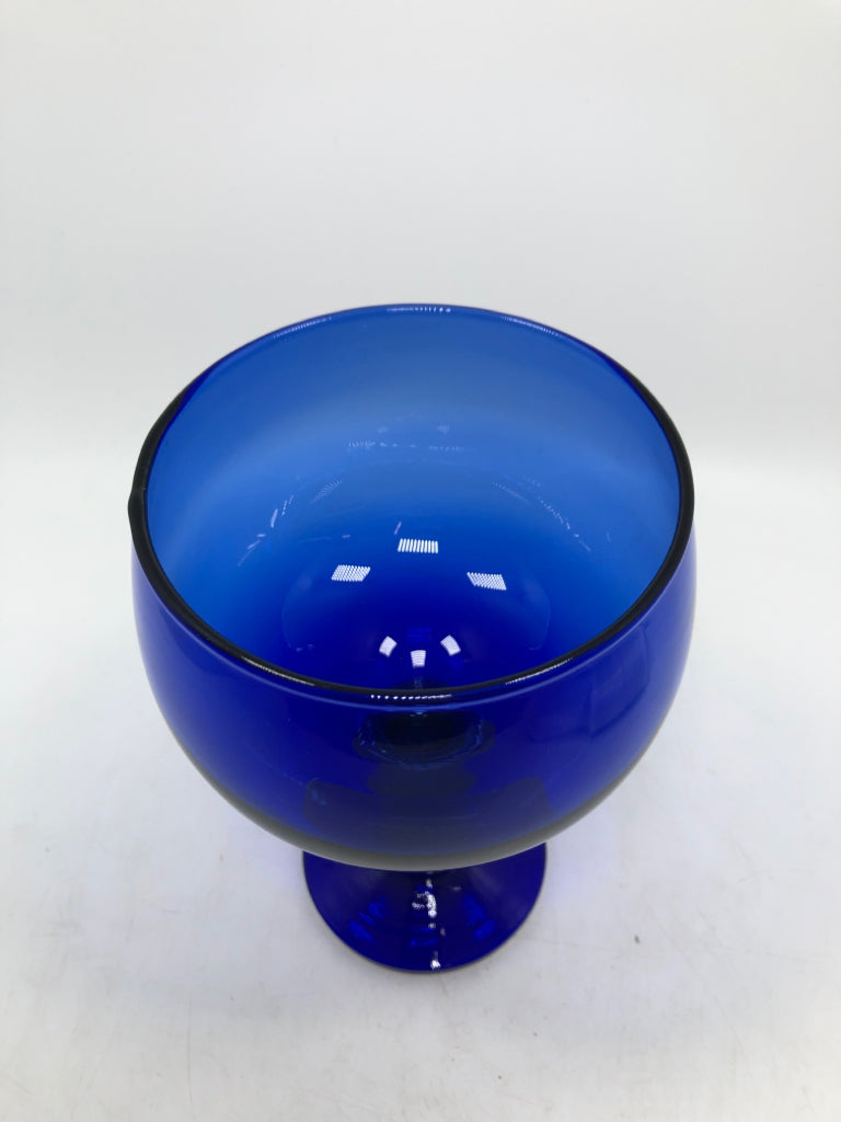 OVERSIZED COBALT BLUE GLASS CHALICE.
