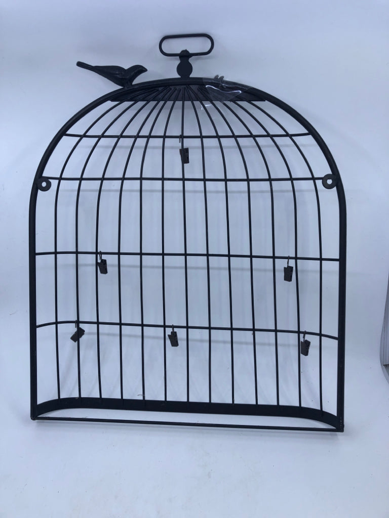 METAL BIRDCAGE WALL HANGING W/CLIPS.
