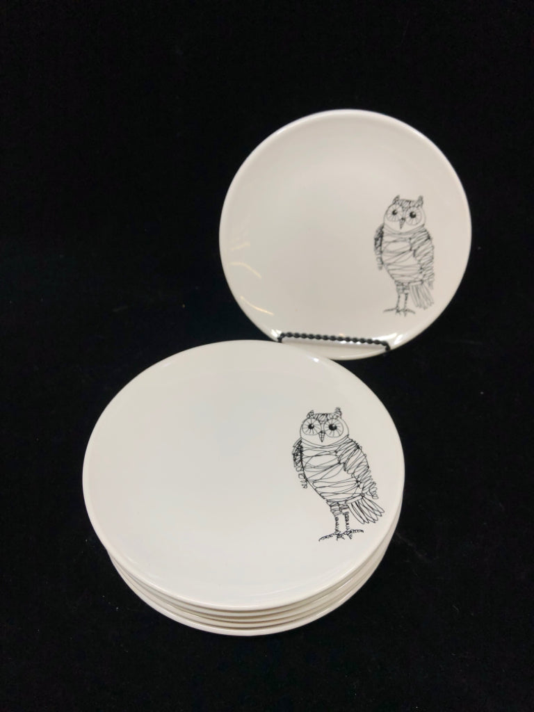 6 BLACK OWL APPETIZER PLATES.