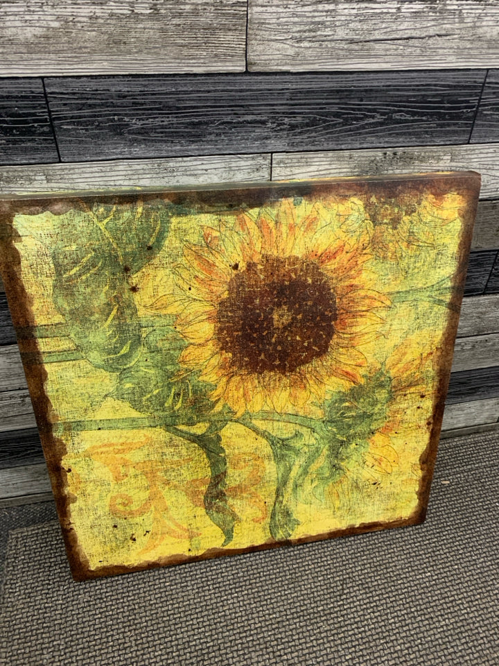 DISTRESSED SUNFLOWER CANVAS PRINT.